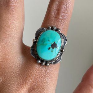 Sterling Silver and Turquoise Ring, Size 8